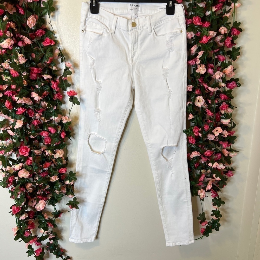 Frame Denim White Blanc Le Skinny De Jeanne Denim Skinny Jeans Womens 31 🌹